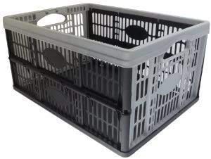 VISS 5 Pack 32 Litre Foldable Crate Plastic Storage Box Basket - Grey, Practical, Neutral - 47.5 cm x 35 cm x 23.6 cm