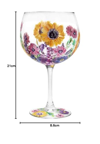 The Leonardo Collection Hand Painted Sunflower Gin Glass by Lynsey Johnstone with Gift Box, Multicoloured, JNS_475169
