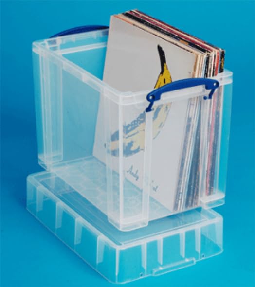 19 litre XL  Clear Plastic Storage Box- Stores 50 Vinyl LPs
