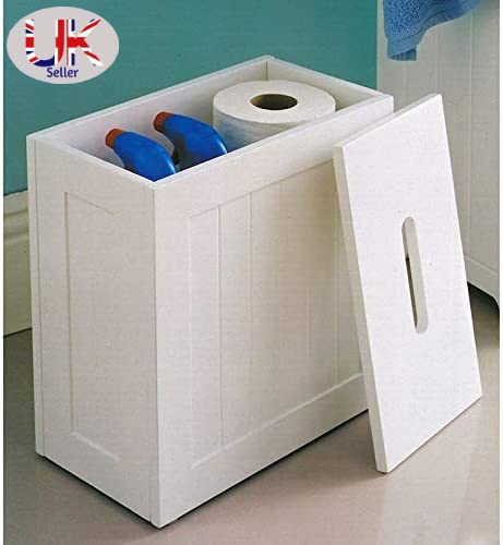 Maine White Bathroom Storage Unit Toilet Cleaning Tidy Box