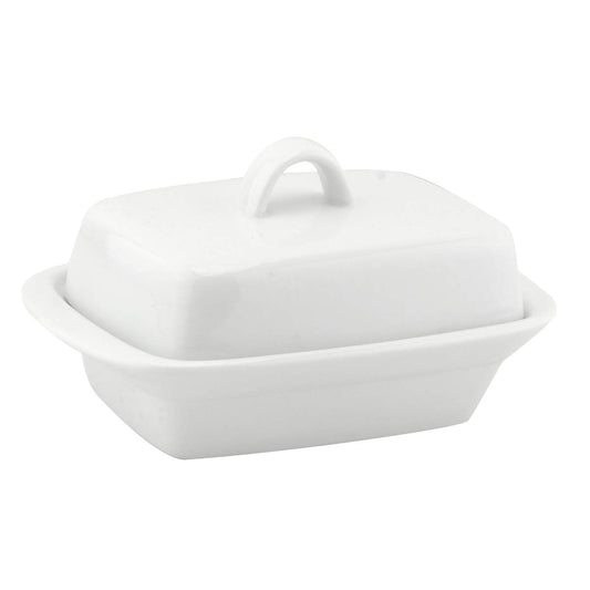 White Ceramic Butter Storage Dish with Cover Lid