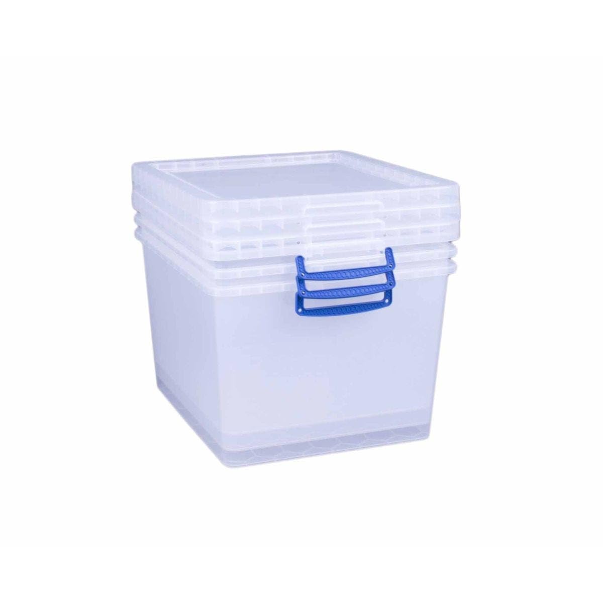 3 x , 33.5 litres, nestable box with lid, 380 mm x 460 mm x 285 mm, transparent