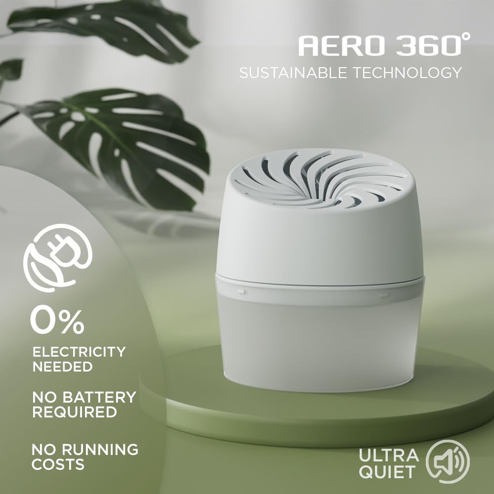 UniBond AERO 360° Humidity Absorber with 1x Refill, Dehumidifier for Effective Air Circulation, Humidity Controller Reduces Excess Moisture, 1 Device incl. 1 refill tab 450g