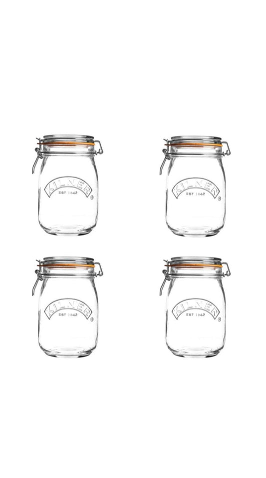 Kilner Clip Top Round Jar - 1000ml (Pack 4)