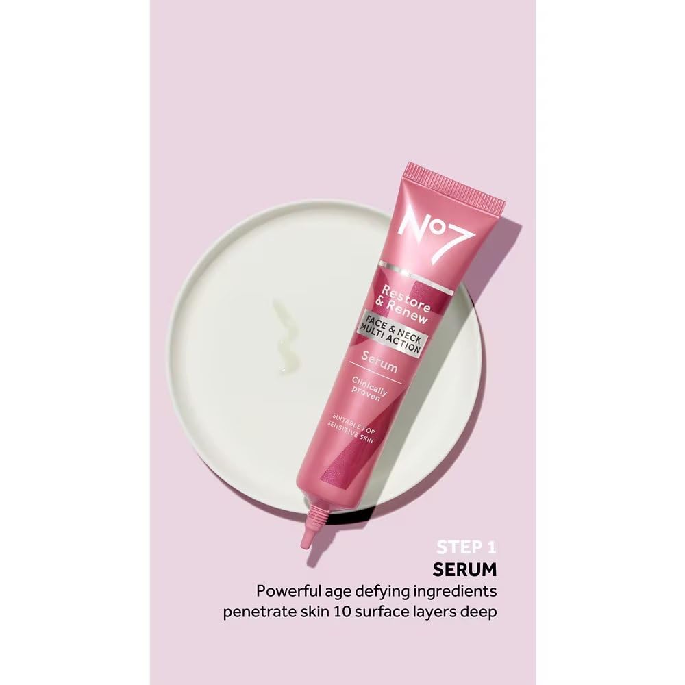 No7 Restore & Renew Face & Neck MULTI ACTION Serum 30ml