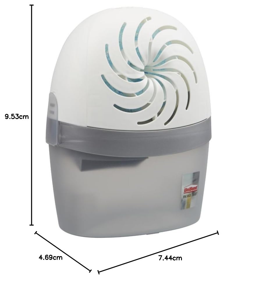UniBond AERO 360º Moisture Absorber, Ultra-Absorbent Dehumidifier, Helps to Prevent Condensation, Mould & Musty Smells, Refillable Condensation Absorber, 1 Device incl. 1 Refill Tab 450 g