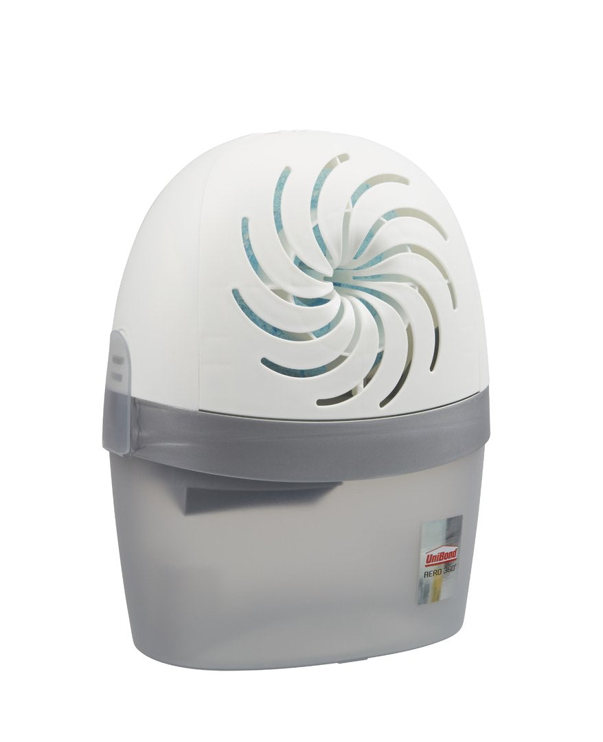 UniBond AERO 360º Moisture Absorber, Ultra-Absorbent Dehumidifier, Helps to Prevent Condensation, Mould & Musty Smells, Refillable Condensation Absorber, 1 Device incl. 1 Refill Tab 450 g