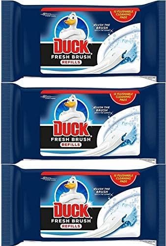 36 Refills Packs Flushable Cleaning Pads of Duck Toilet Cleaner Fresh Brush Refills (3x12)
