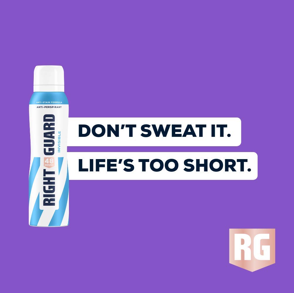 Right Guard Women's Deodorant, Total Defence 5 Invisible Anti-Perspirant Spray, Multipack 6 x 150 ml