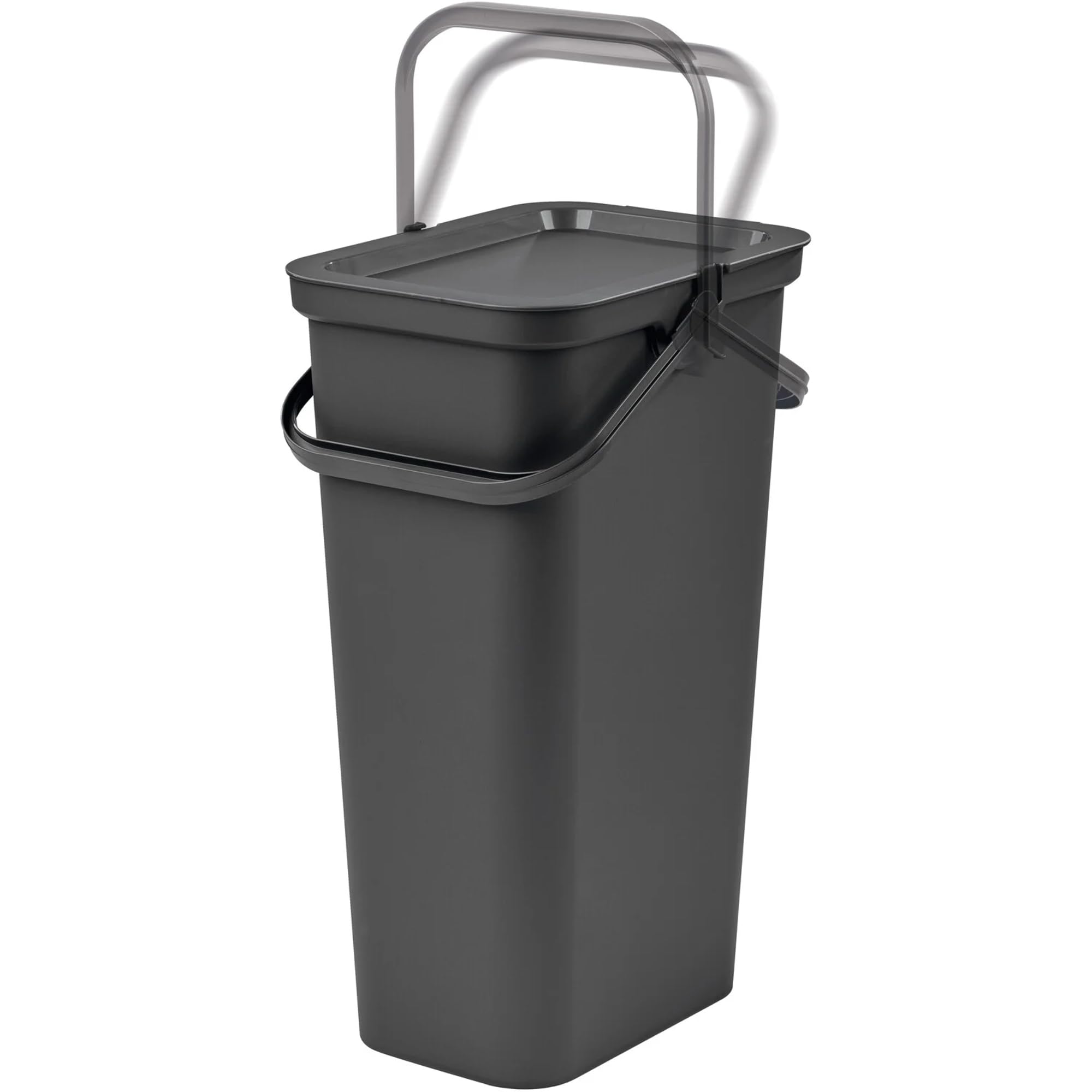 Moda Recycling Bin with Handle 40L Plastic Slim Kitchen Bin with Lift Top Lid & Locking Handle for Storage Recycled Rubbish Organiser Container Dustbin - Black