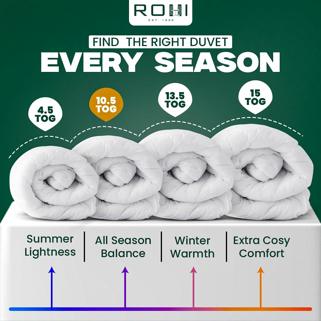 Rohi Anti-Allergy Single Duvet 10.5 Tog with 2 Deluxe Pillows – Midweight – Luxurious Comfort All Season Duvet – Soft & Breathable Corvin Quilt