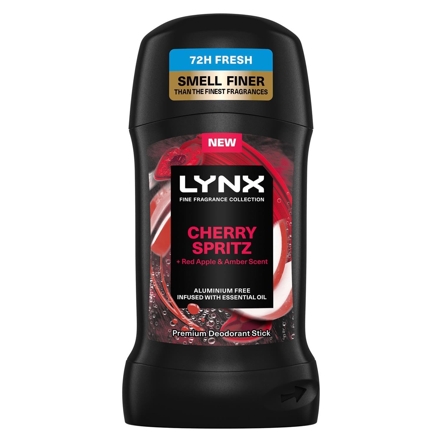 Lynx Fine Fragrance Collection of Cherry Spritz Body Spray 150ml and Deodorant Stick 50ml with Body Wash 400ml Infused with a Cherry, Red Apple and Amber Scent for Long Lasting Freshness