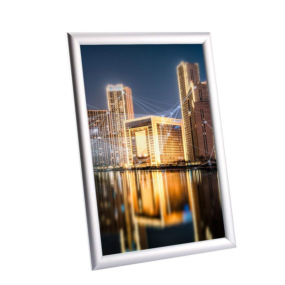 Snap Poster Frame, 5x A4 Waterproof Aluminium Poster Silver Snap Frame Clip Frame Picture Photo Holder for Home and Office