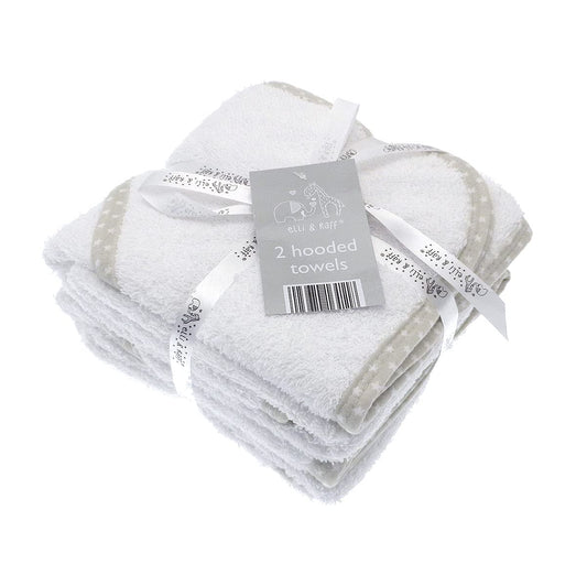 2pk Hooded Baby Towel White