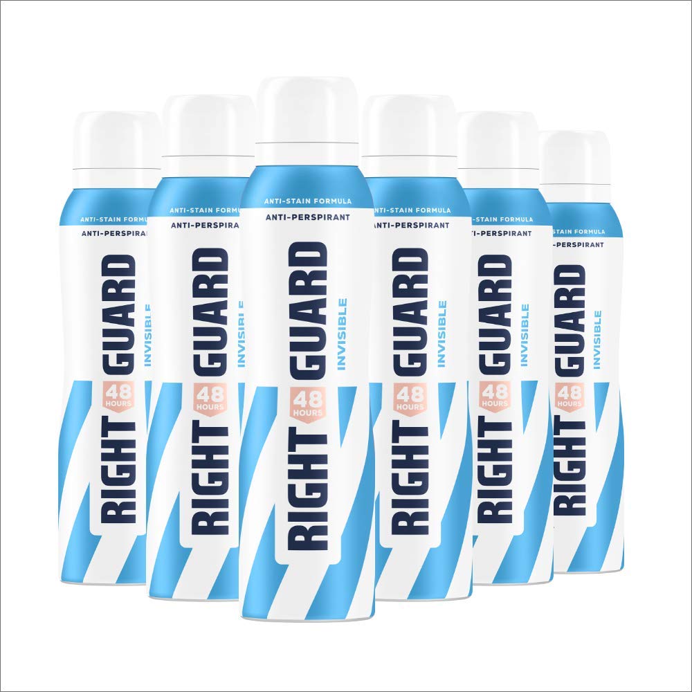 Right Guard Women's Deodorant, Total Defence 5 Invisible Anti-Perspirant Spray, Multipack 6 x 150 ml