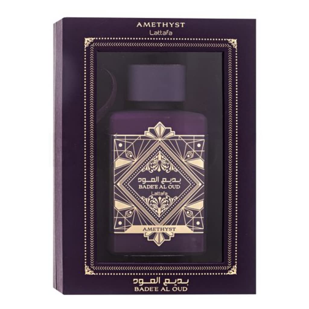 Badee Al Oud Amethyst Unisex For men and Women Eau De parfum 100ml - Fresh Fruity, Floral And Woody Frangrance - Sleek Bottle With Spray Nozzle