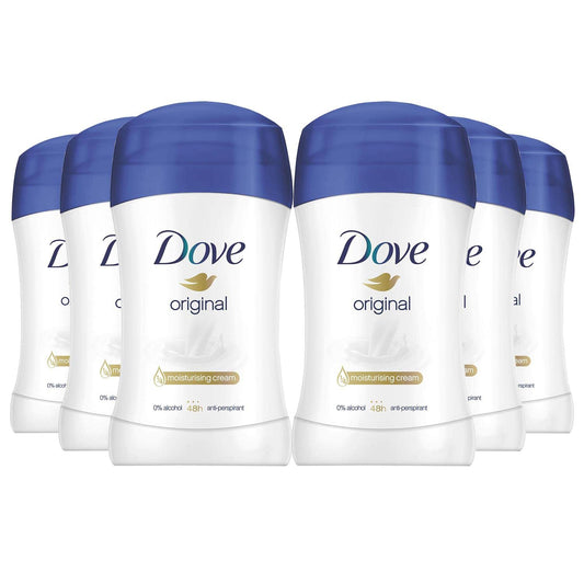 Dove Original Antiperspirant Deodorant Stick 40ml Bundle — Grooming Essentials and Hygiene Body Care for Men and Women — Pack of 6