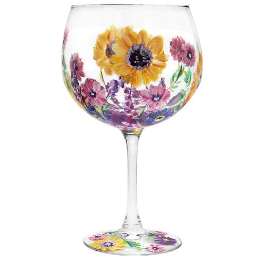The Leonardo Collection Hand Painted Sunflower Gin Glass by Lynsey Johnstone with Gift Box, Multicoloured, JNS_475169