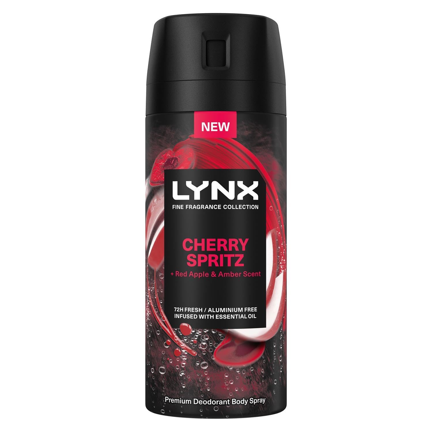 Lynx Fine Fragrance Collection of Cherry Spritz Body Spray 150ml and Deodorant Stick 50ml with Body Wash 400ml Infused with a Cherry, Red Apple and Amber Scent for Long Lasting Freshness