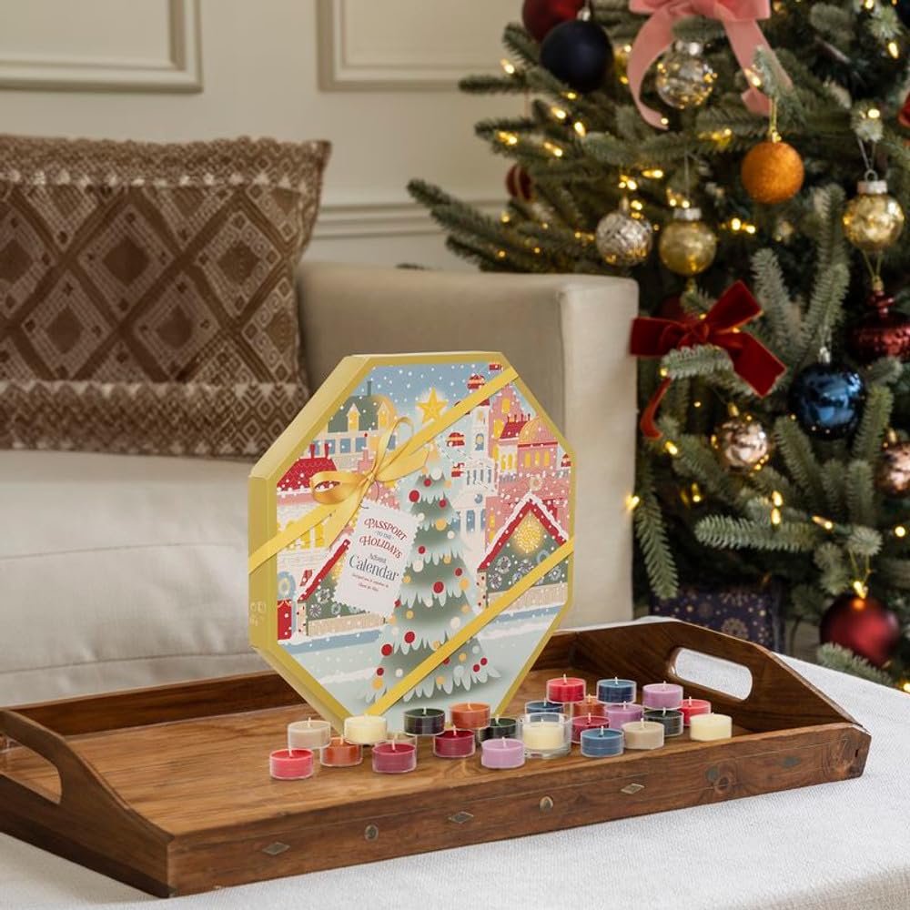 Candle Advent Calendar, Advent Wreath 2024, Christmas, 24 Tea Lights, 1 Tea Light Holder, Passport to the Holidays