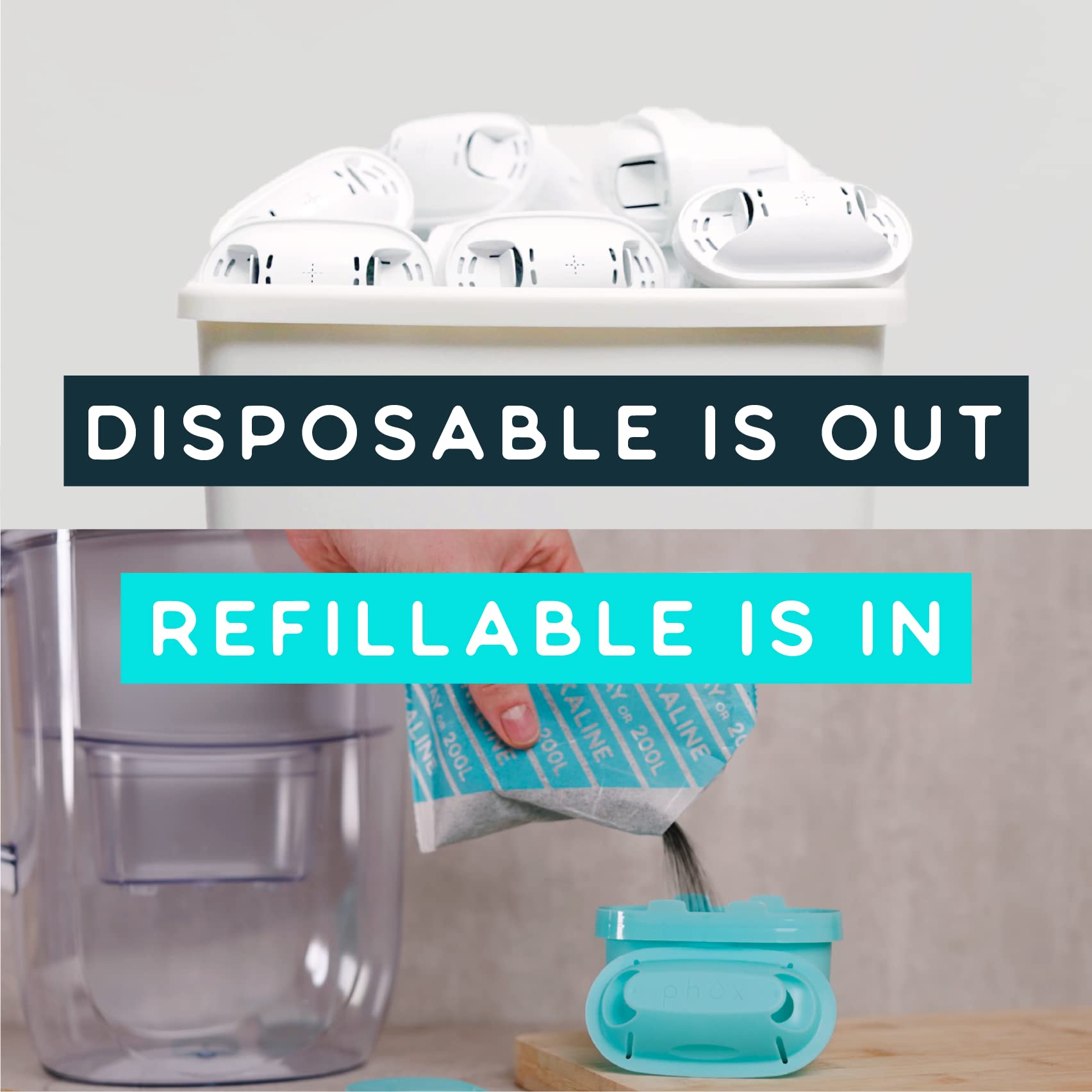 Brita Compatible - Eco Refillable and Reusable Filter Cartridge, Alkaline, Added Magnesium and Alkalinity Compatible with Maxtra and Maxtra+ (Alkaline)