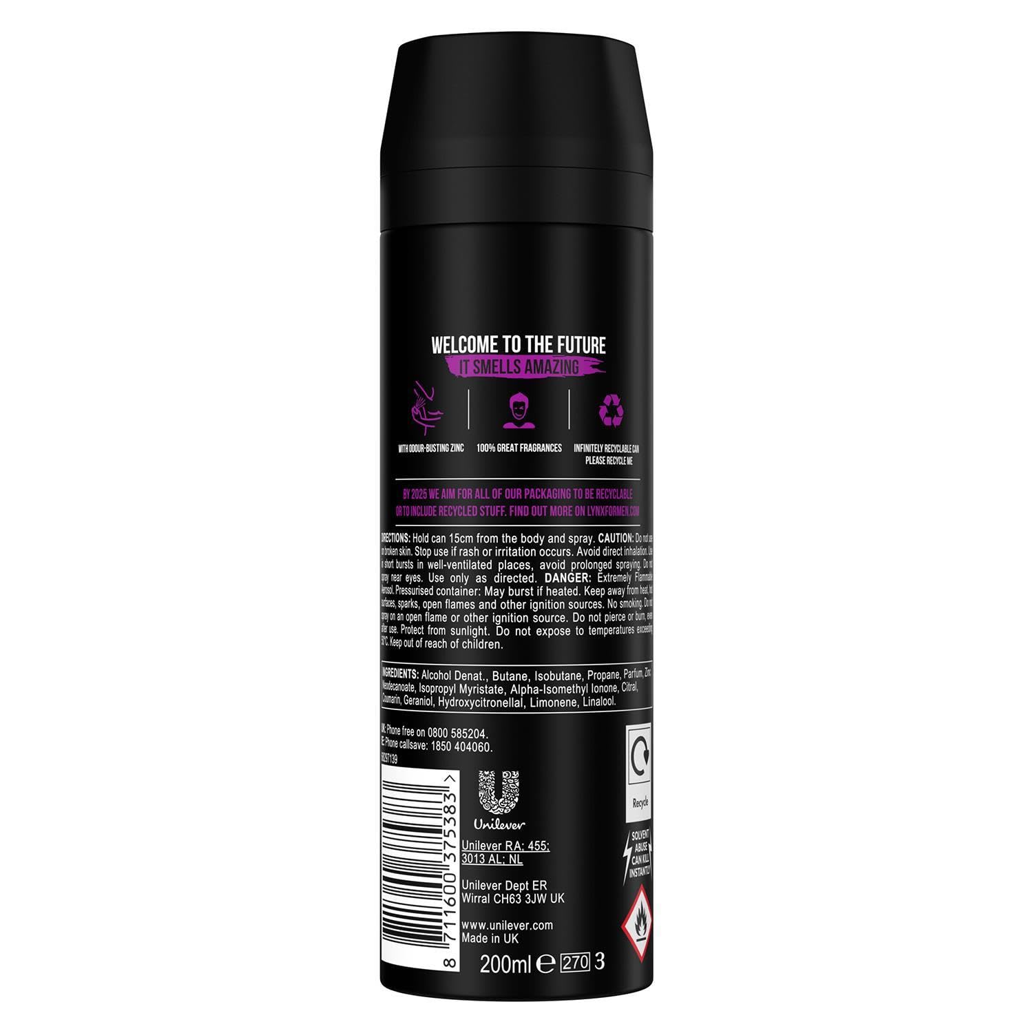 Lynx XL Body Spray 48-Hours High Definition Men's Fragrance Protect from Sweat and Odour with the Unique Scent Masculine Deodorant Spray for Men, 200ml (Excite, Buy 3)