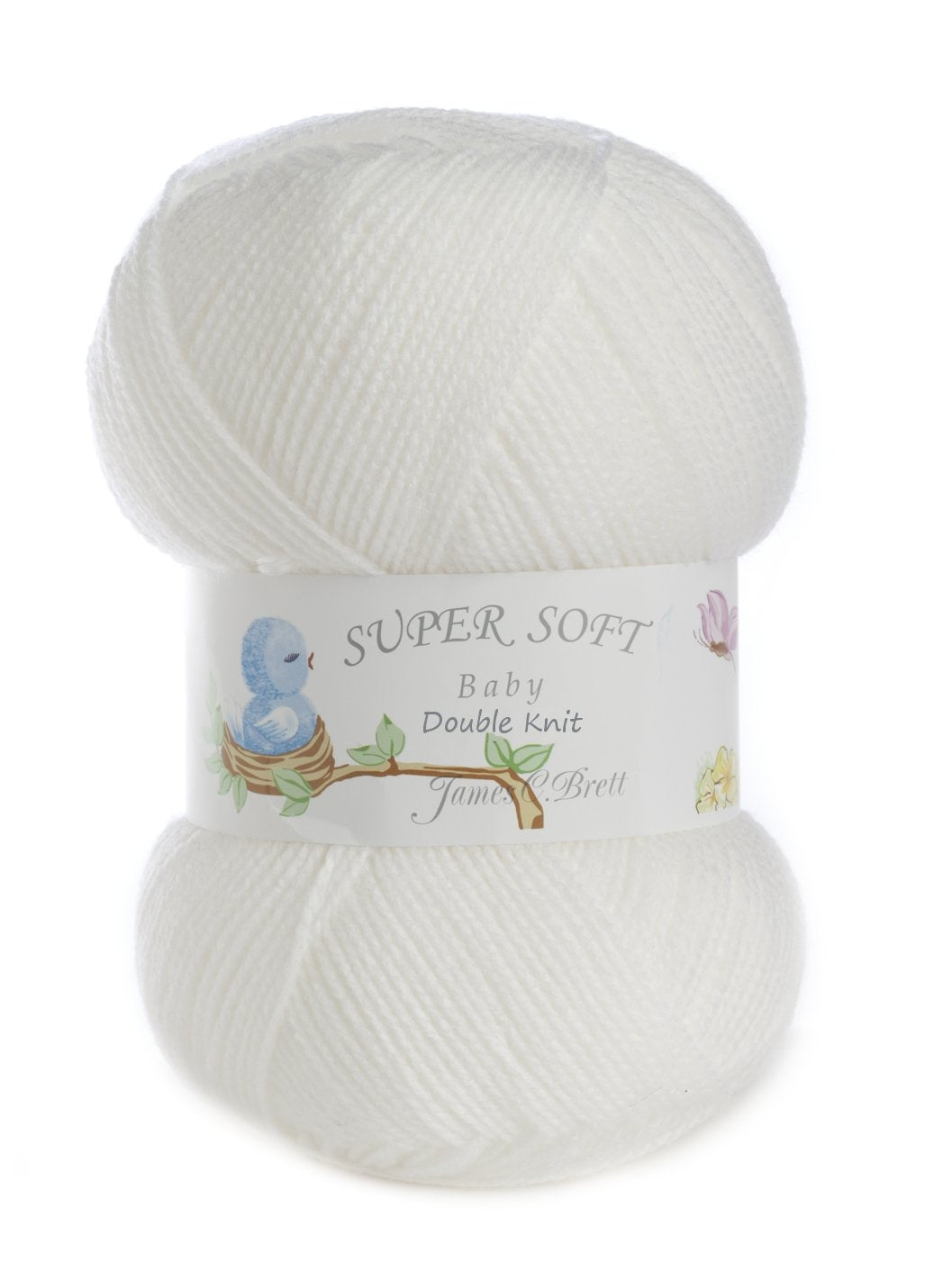 James Brett 100% Acrylic Baby Double Knitting Yarn Supersoft DK Knit Wool 5 x 100g (White - BB4)