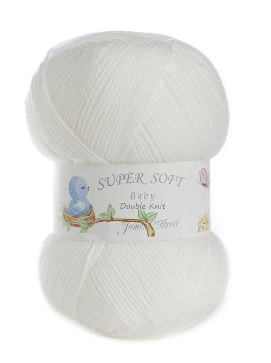James Brett 100% Acrylic Baby Double Knitting Yarn Supersoft DK Knit Wool 5 x 100g (White - BB4)