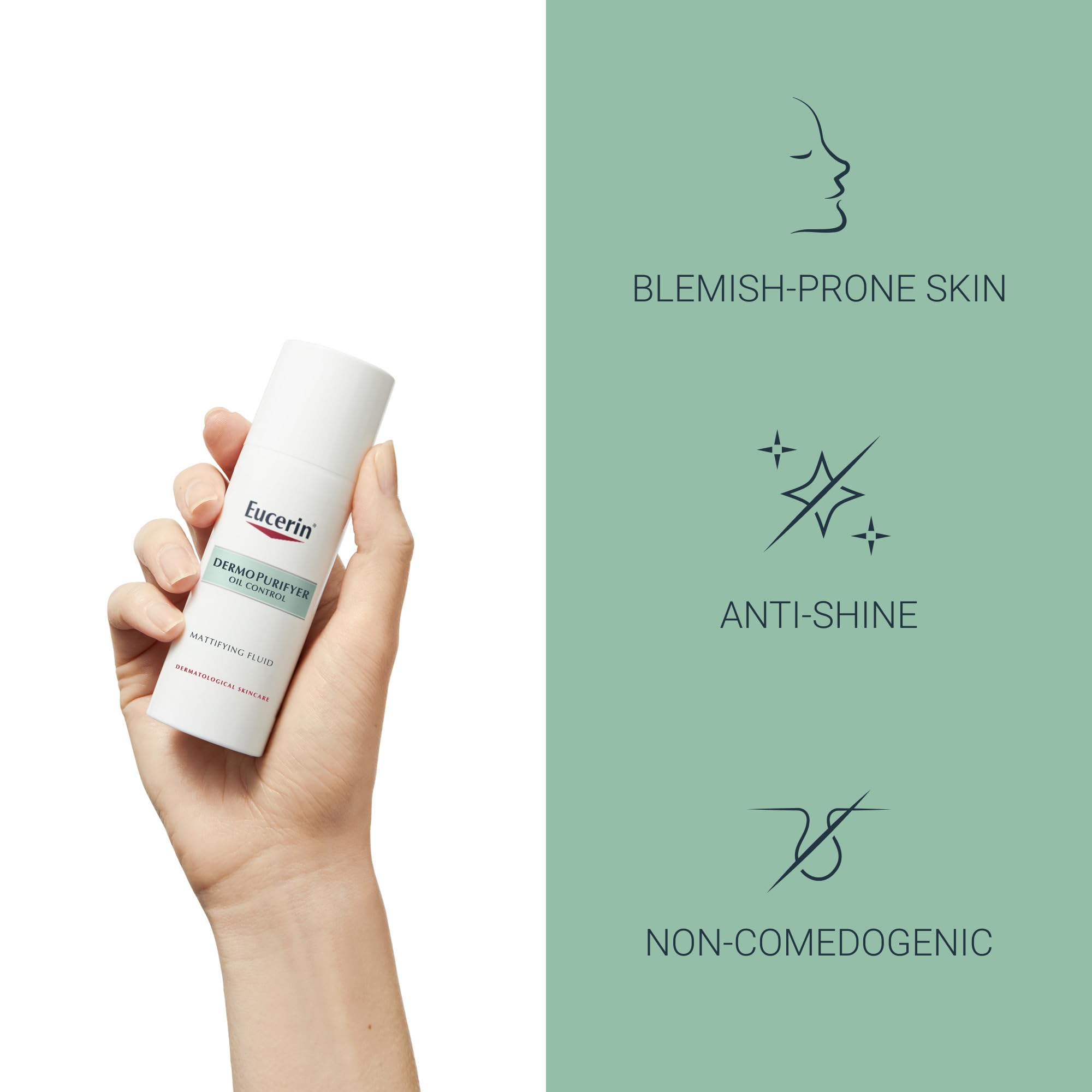 Eucerin DermoPurifyer Oil Control Mattifying Fluid 50ml, Provides 8 Hours of Shine Control for Oily Skin, Soothing Fluid with Salicylic Acid