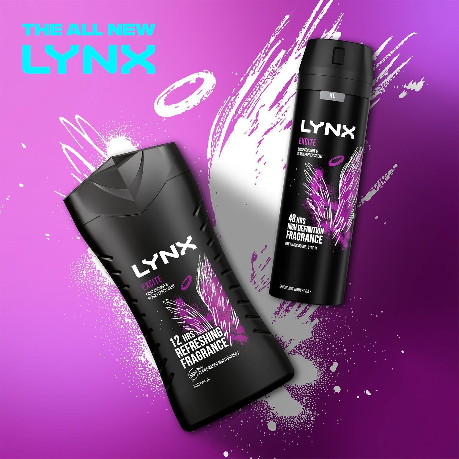 Lynx XL Body Spray 48-Hours High Definition Men's Fragrance Protect from Sweat and Odour with the Unique Scent Masculine Deodorant Spray for Men, 200ml (Excite, Buy 3)