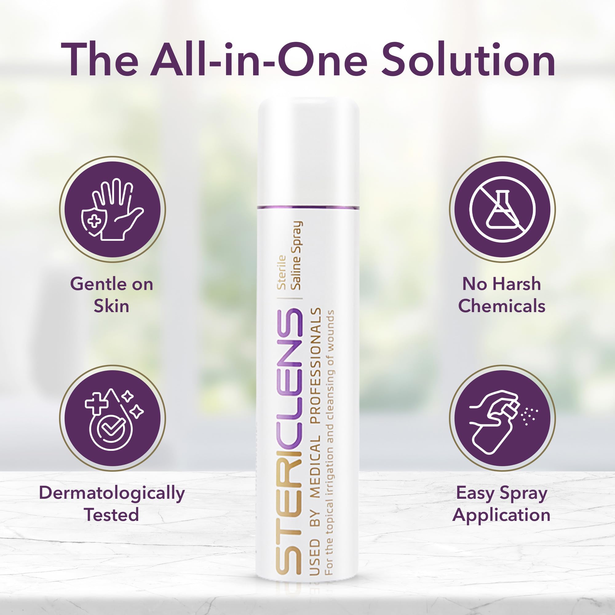 Stericlens Sterile Saline Solution Antiseptic Spray 240ml: Piercing Cleaning Solution and Wound Spray for Effective Piercing Aftercare: Convenient Nose, Body, and Ear Infection Treatment