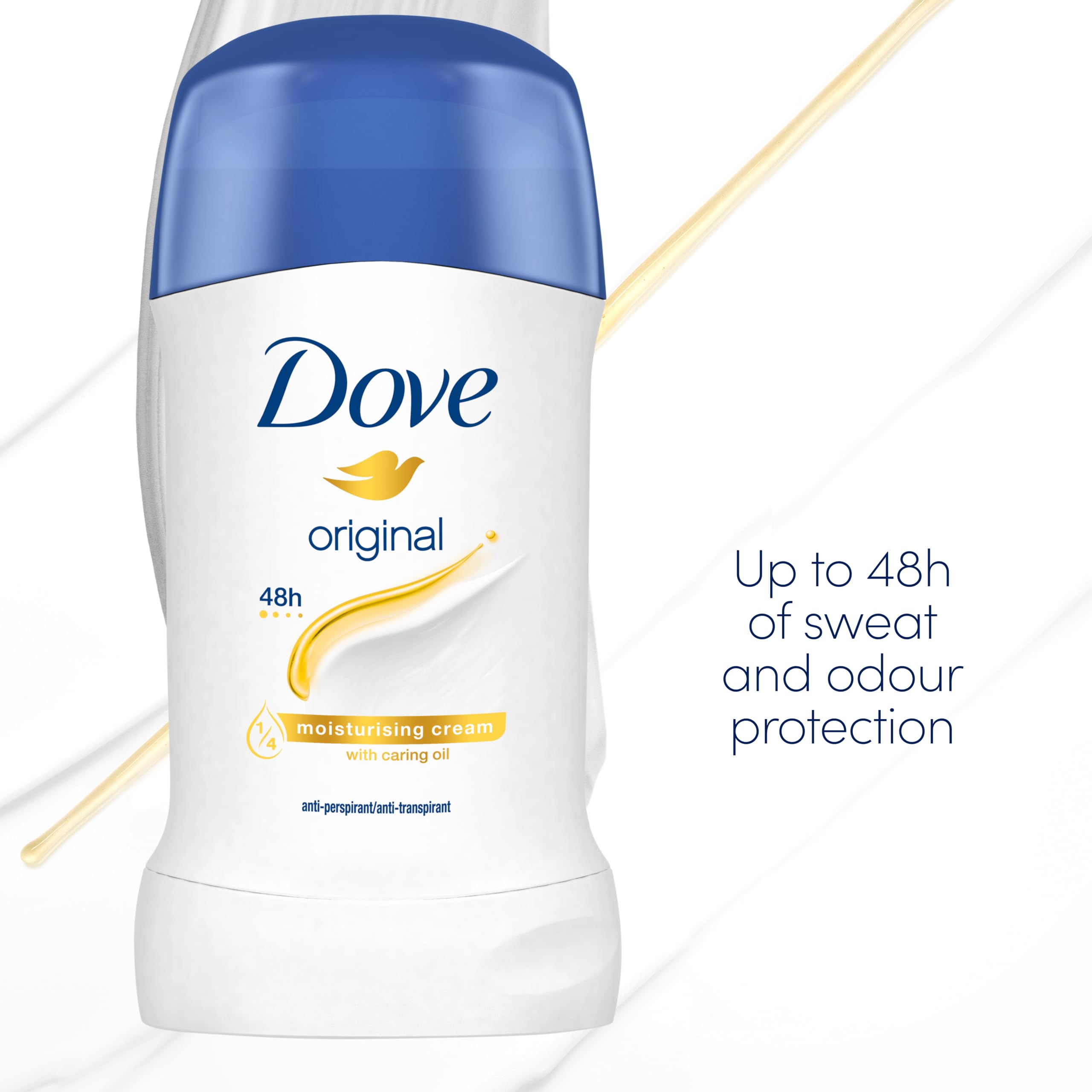 Dove Original Anti-Perspirant Deodorant ¼ moisturising cream with 100% natural caring oil Stick for 48-hour odour protection 6x 40 ml