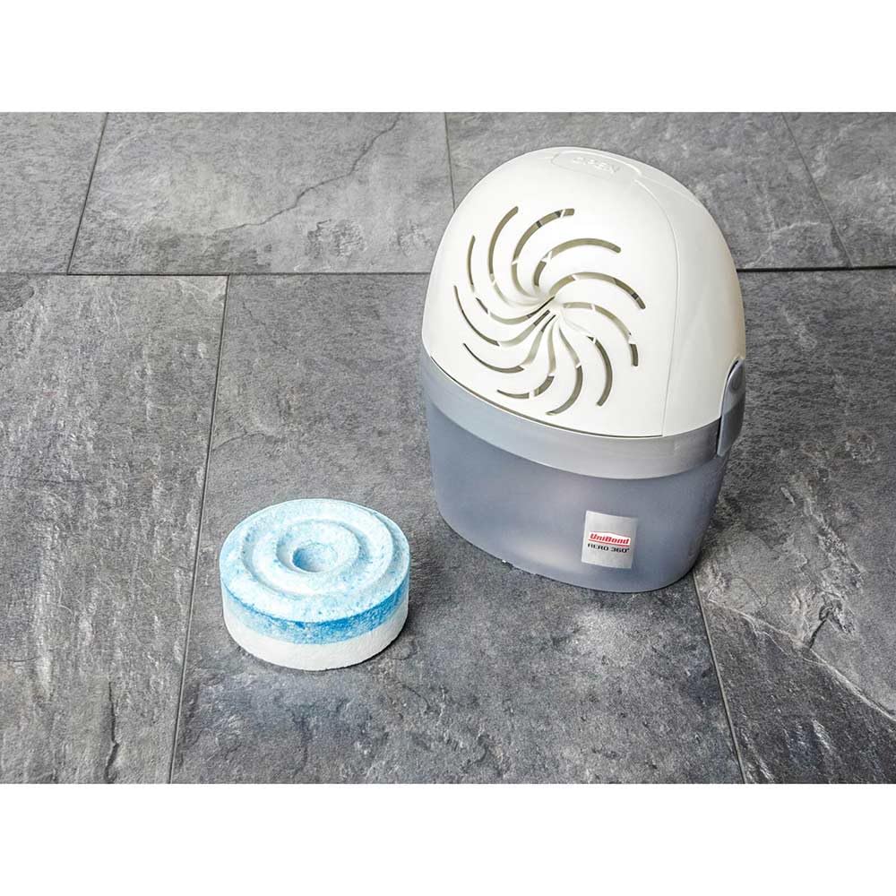 UniBond AERO 360º Moisture Absorber, Ultra-Absorbent Dehumidifier, Helps to Prevent Condensation, Mould & Musty Smells, Refillable Condensation Absorber, 1 Device incl. 1 Refill Tab 450 g