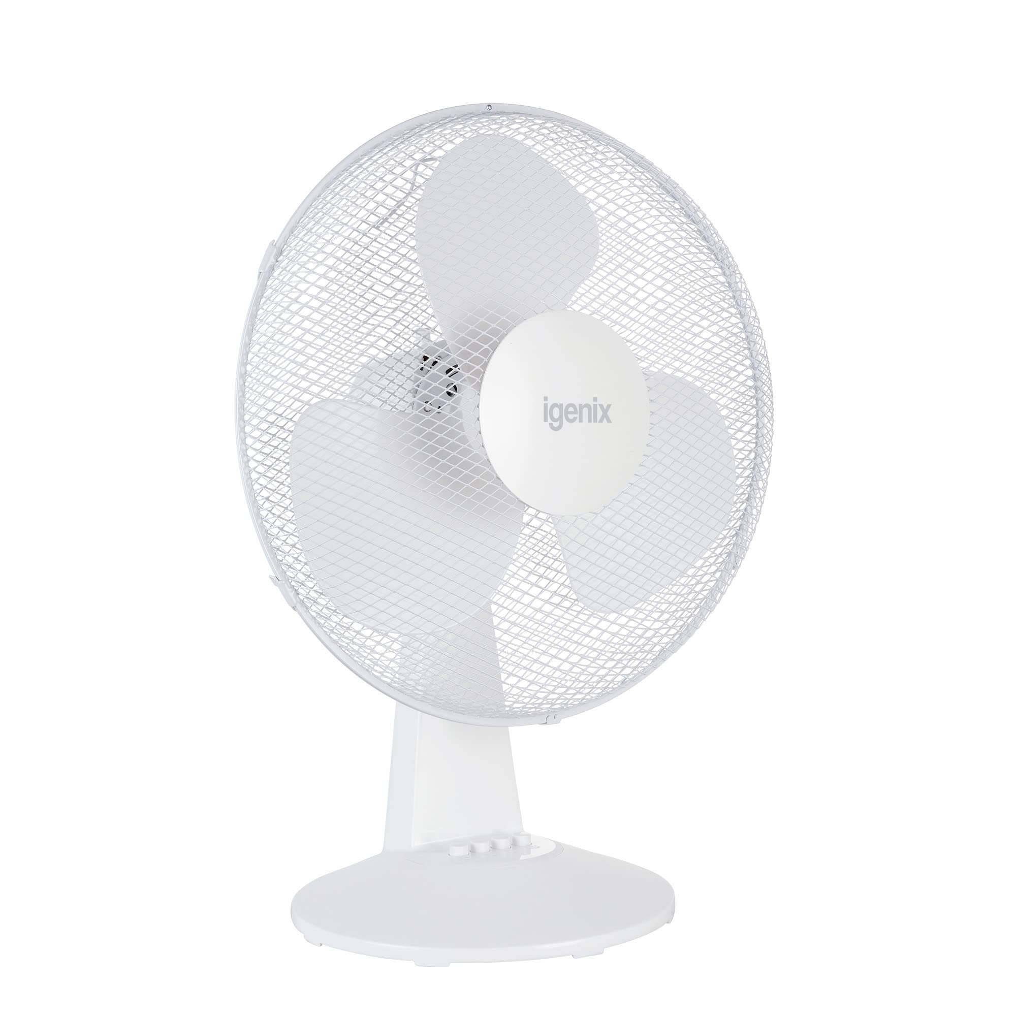 Igenix DF1610 16” Portable Desk Fan – 50W, 3 Speed Settings, Quiet Oscillating Airflow with Adjustable Tilt – Ideal for Home, Office or Bedside – White