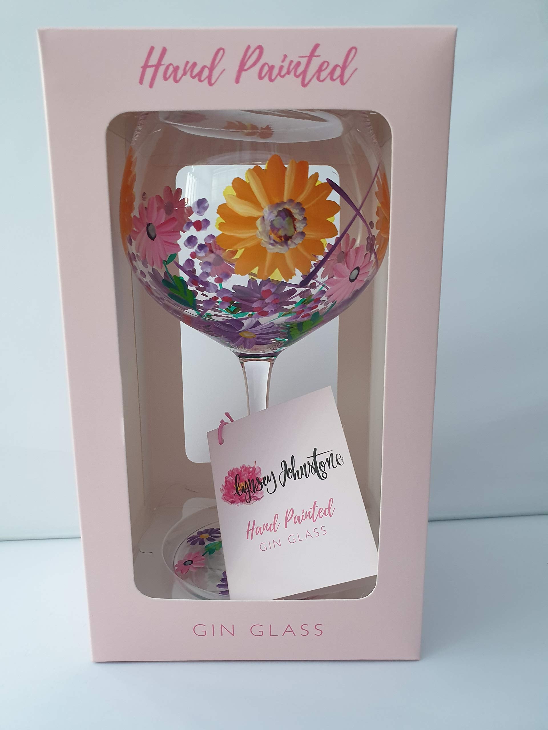 The Leonardo Collection Hand Painted Sunflower Gin Glass by Lynsey Johnstone with Gift Box, Multicoloured, JNS_475169