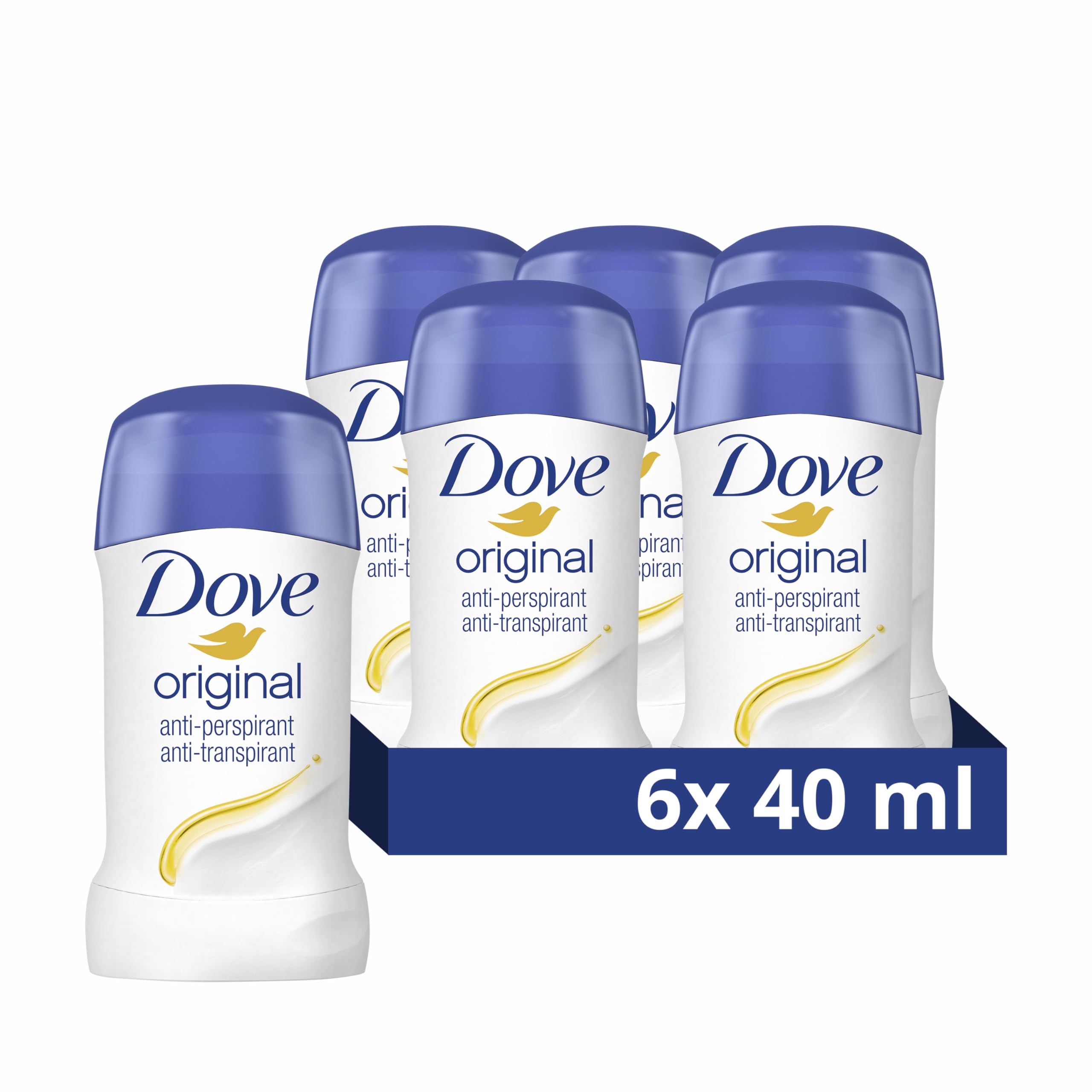 Dove Original Anti-Perspirant Deodorant ¼ moisturising cream with 100% natural caring oil Stick for 48-hour odour protection 6x 40 ml