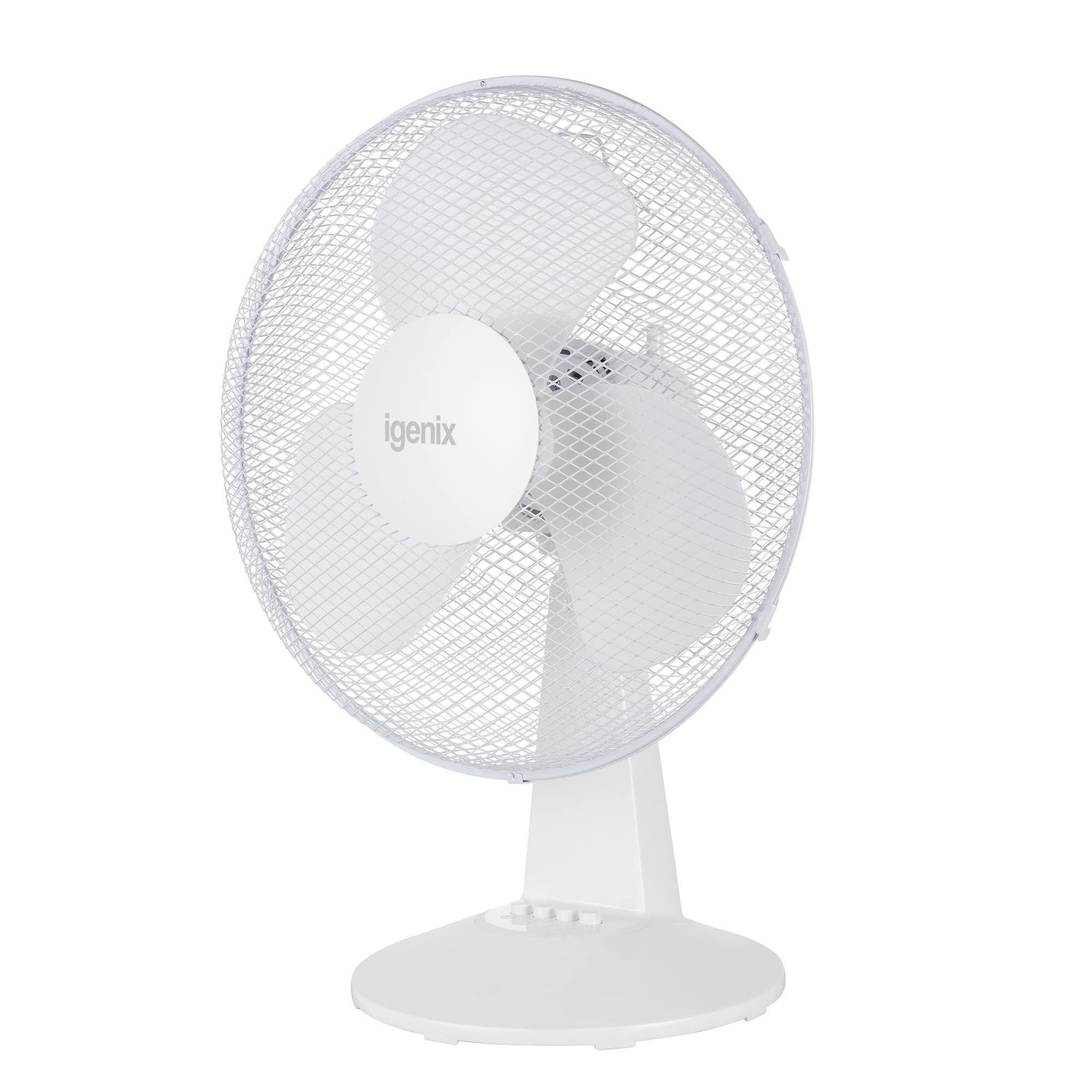 Igenix DF1610 16” Portable Desk Fan – 50W, 3 Speed Settings, Quiet Oscillating Airflow with Adjustable Tilt – Ideal for Home, Office or Bedside – White