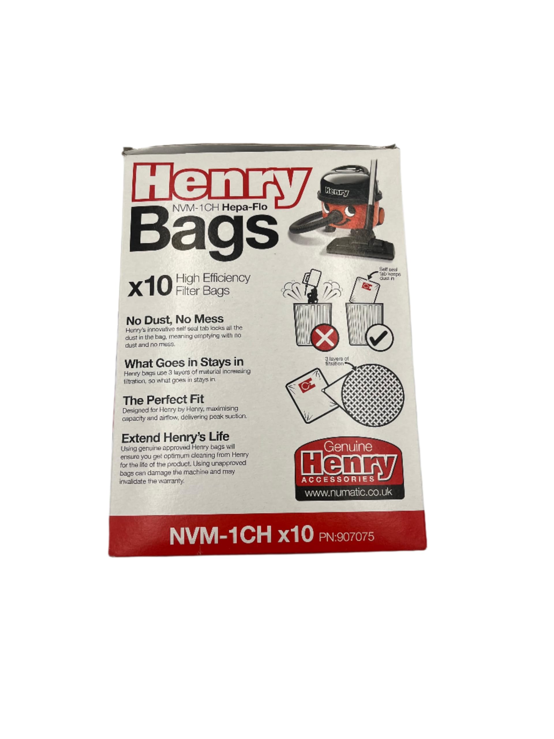 604015 NVM-1CH Henry and James Cleaner Bags, Pack of 10, White