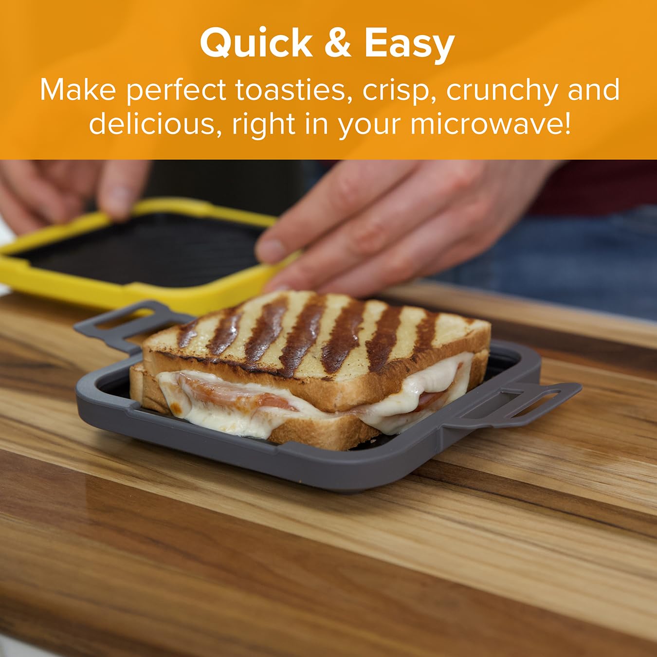 Clever Microwave Toastie Maker with Thermawave Grill Plates - Extra Crispy Toasties & Panini Maker - Thick Metal Non-Stick Plates for Crunchy Sandwiches - No Soggy Results - Compact & Dishwasher Safe