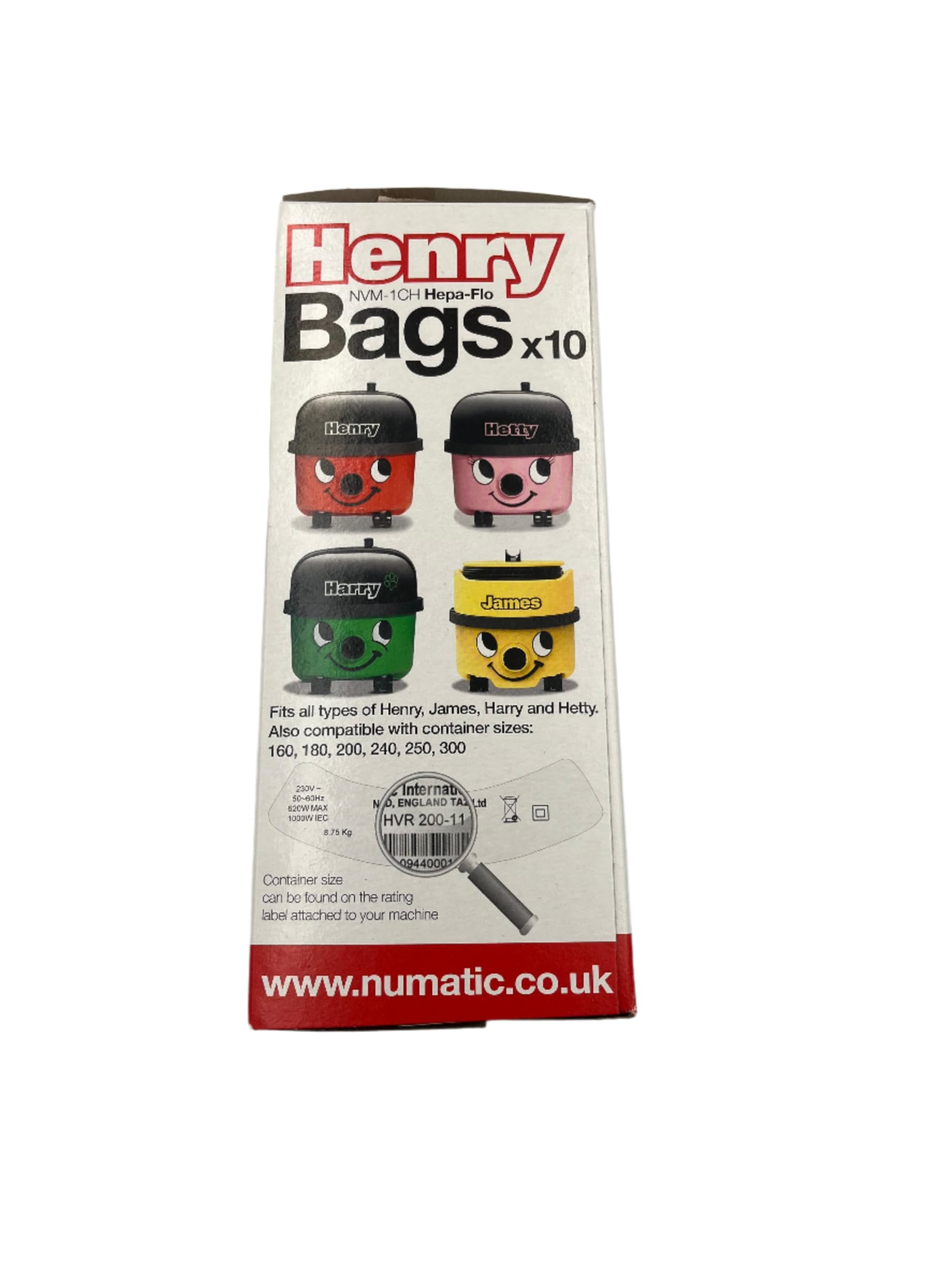 604015 NVM-1CH Henry and James Cleaner Bags, Pack of 10, White
