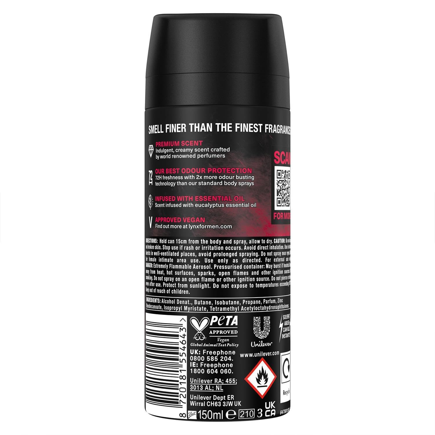 Lynx Fine Fragrance Collection of Cherry Spritz Body Spray 150ml and Deodorant Stick 50ml with Body Wash 400ml Infused with a Cherry, Red Apple and Amber Scent for Long Lasting Freshness