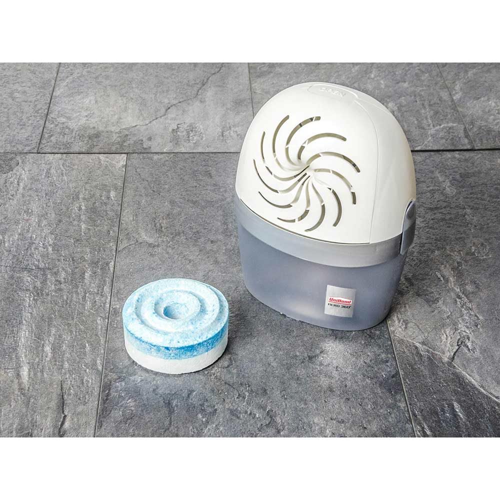 UniBond AERO 360º Moisture Absorber, Ultra-Absorbent Dehumidifier, Helps to Prevent Condensation, Mould & Musty Smells, Refillable Condensation Absorber, 1 Device incl. 1 Refill Tab 450 g