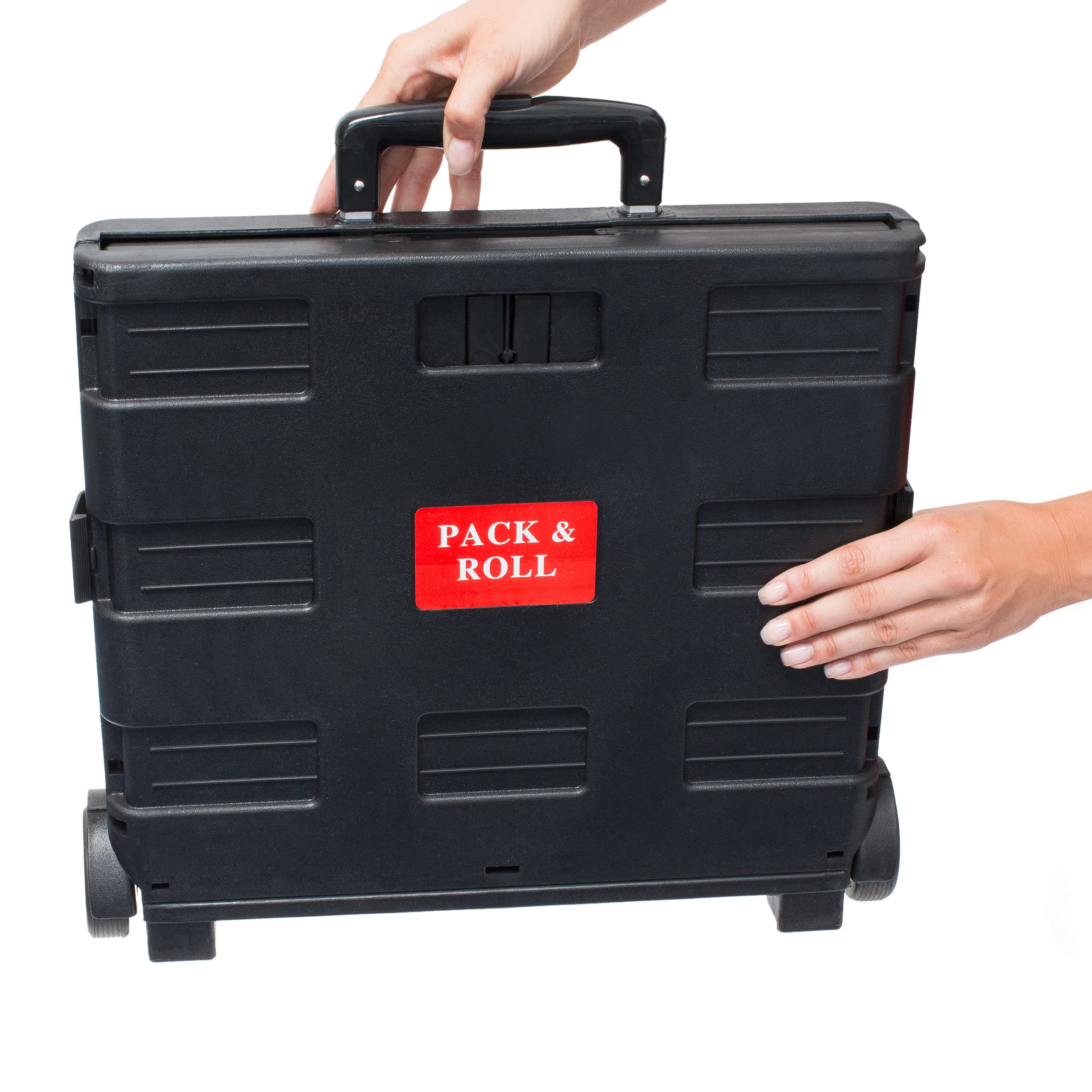 Relaxdays Heavy Duty Foldable Shopping Trolley, 35 kg, Wheeled Crate, 39 x 42 x 37 cm, Aluminium and Plastic, Black, 39 x 37 x 42 cm