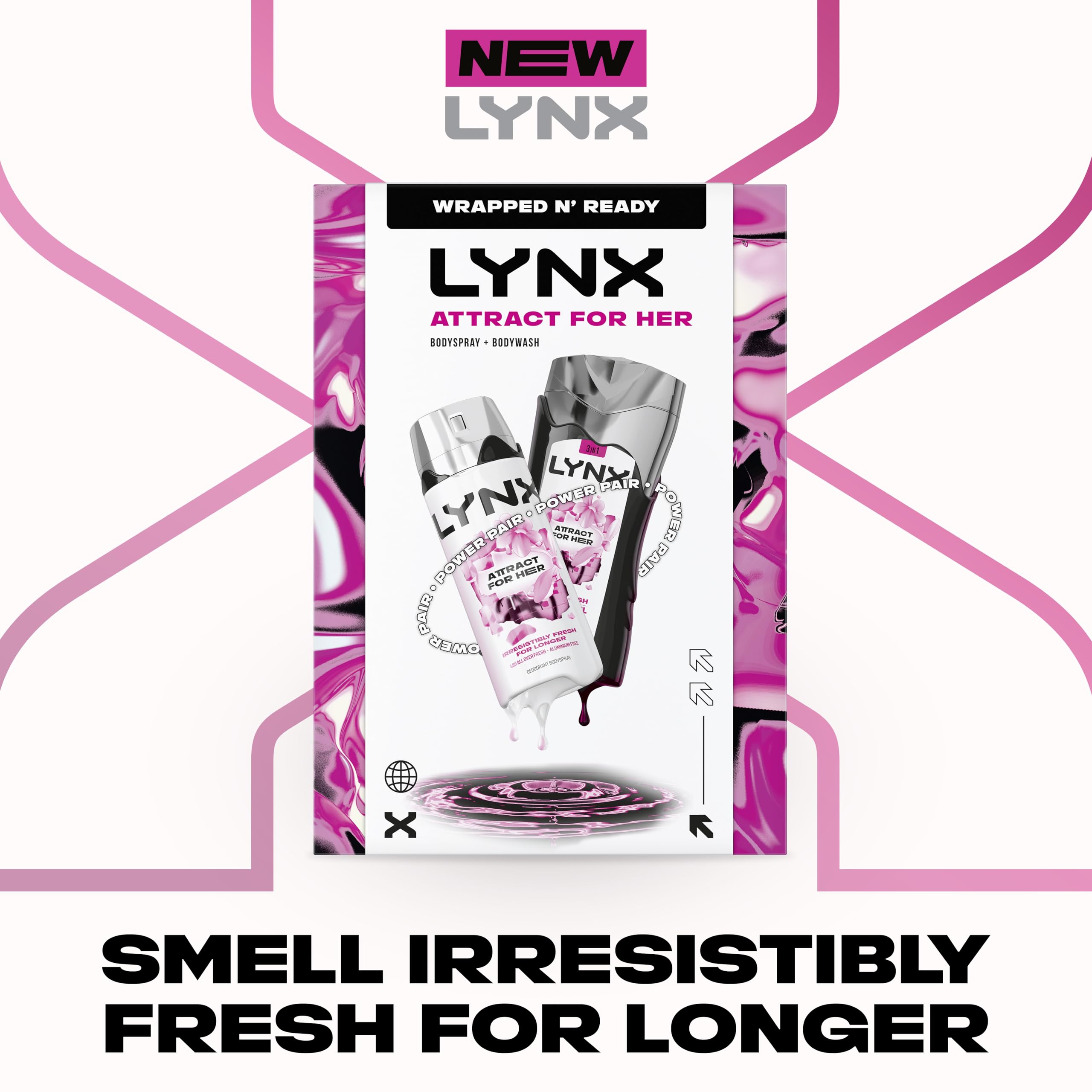 Lynx Attract for Her Gift Set- 50ml Body Spray & 225ml Body Wash, Fresh Fragrance Duo, Feminine Scent, Great for Gifting or Everyday Use
