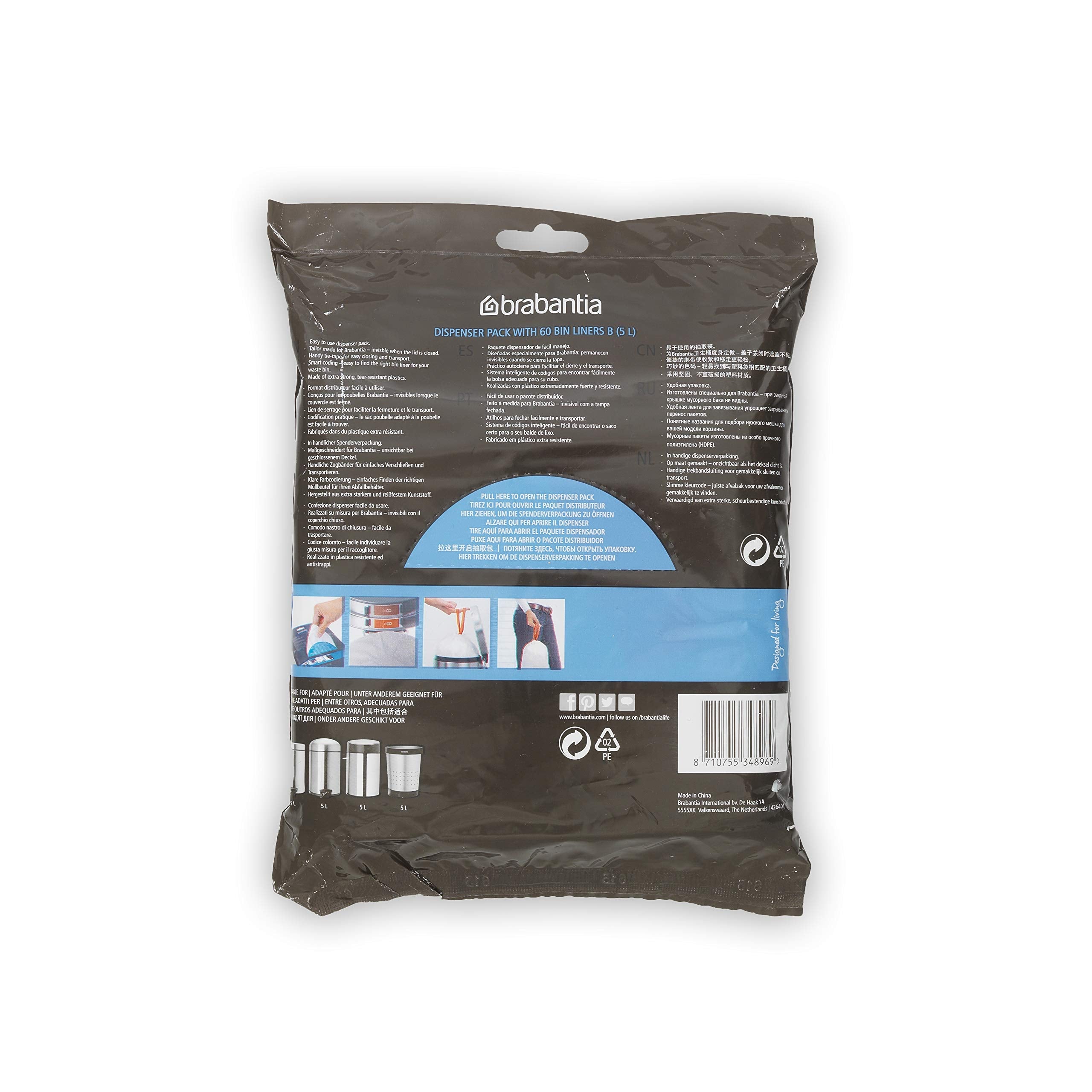 Smartfix Bin Liners, Size B, 5 Litre - 60 Bag Dispenser Pack