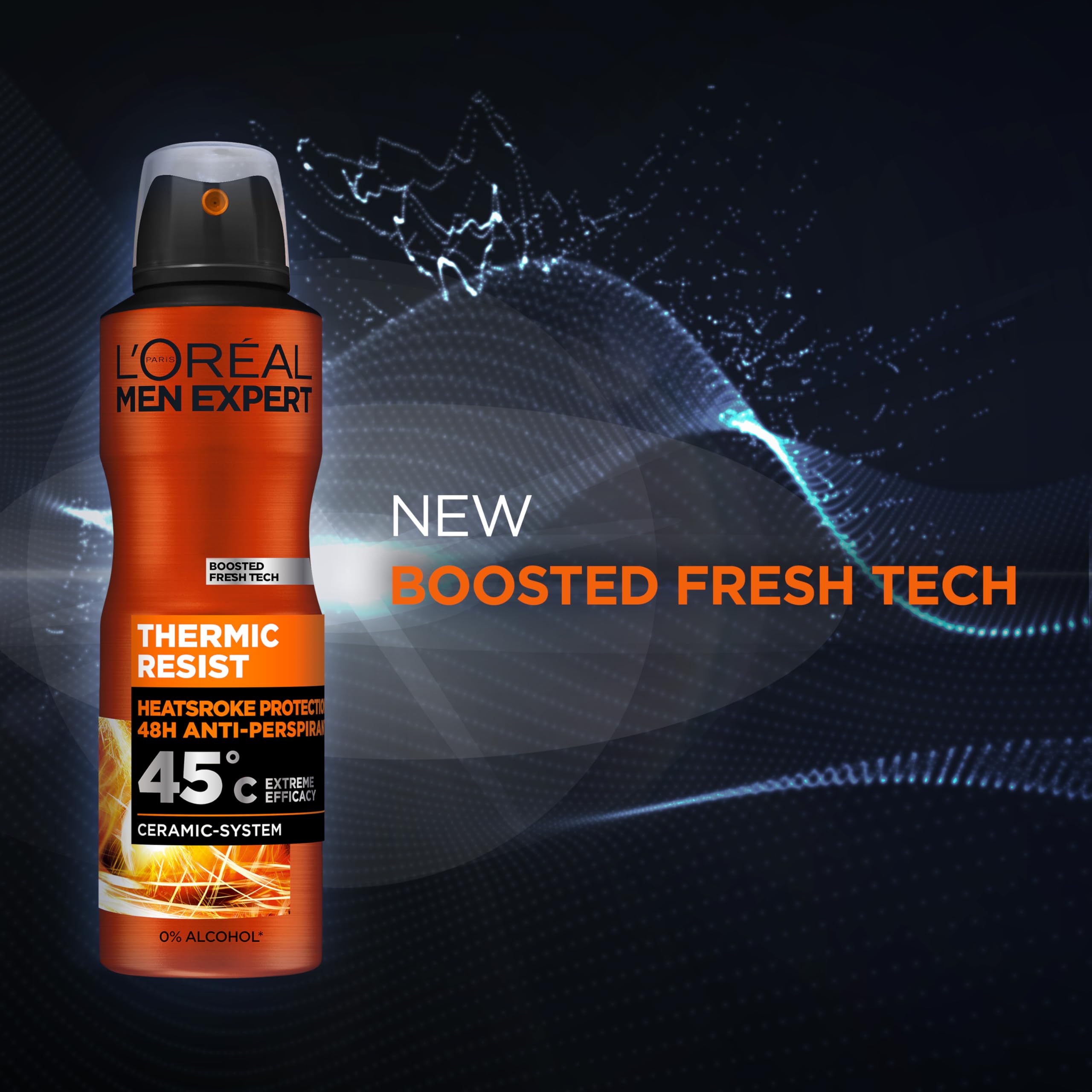 L'Oréal Paris Men Expert 48H Thermic Resist Anti-Perspirant Deodorant for Men, 250ml Pack of 6, Bulk Buy