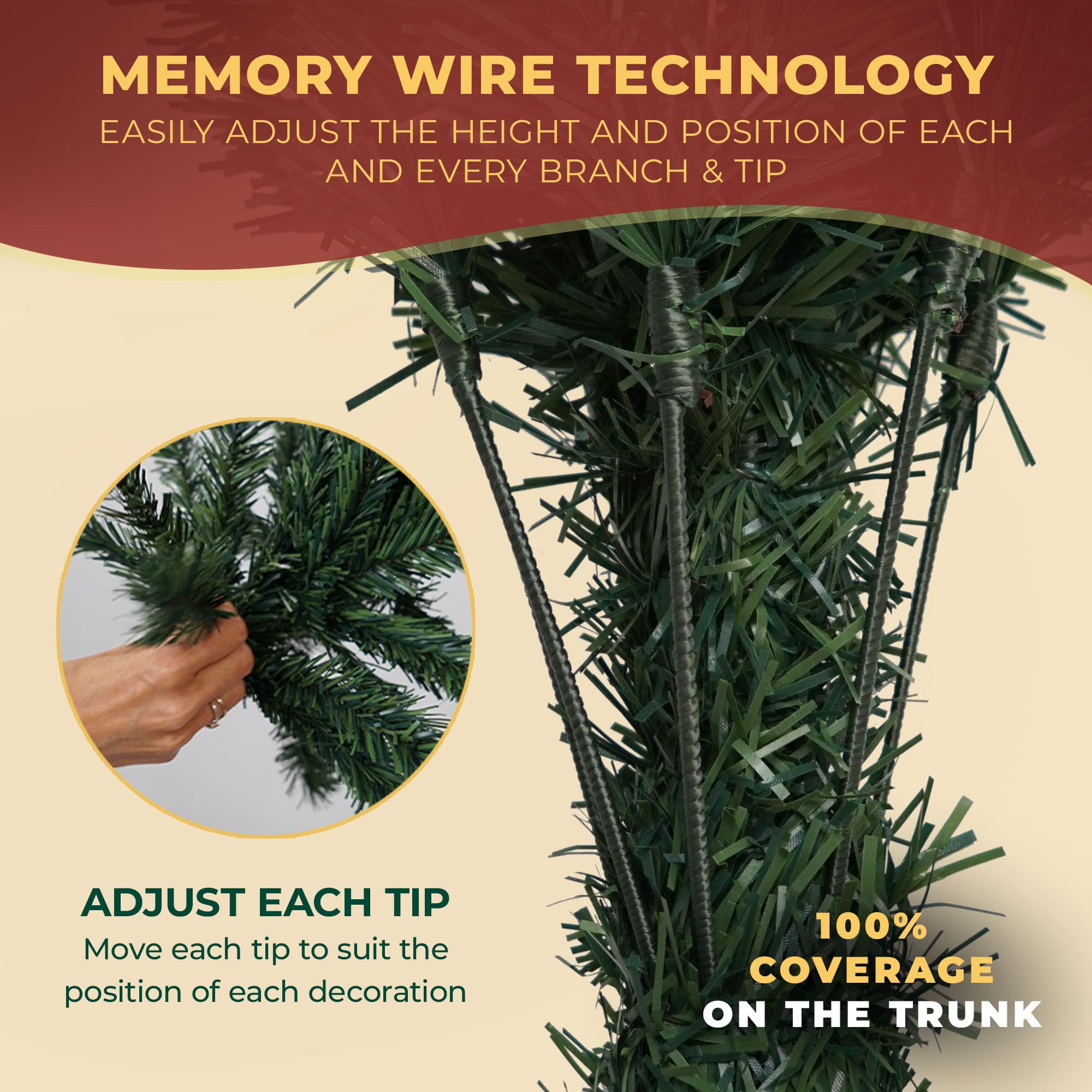 Festive Fix Artificial Christmas Tree 6FT – 700 Tips Full & Realistic Green Xmas Tree with PVC Branches, Metal Stand – Easy Setup 6 Foot Christmas Tree for Living Rooms