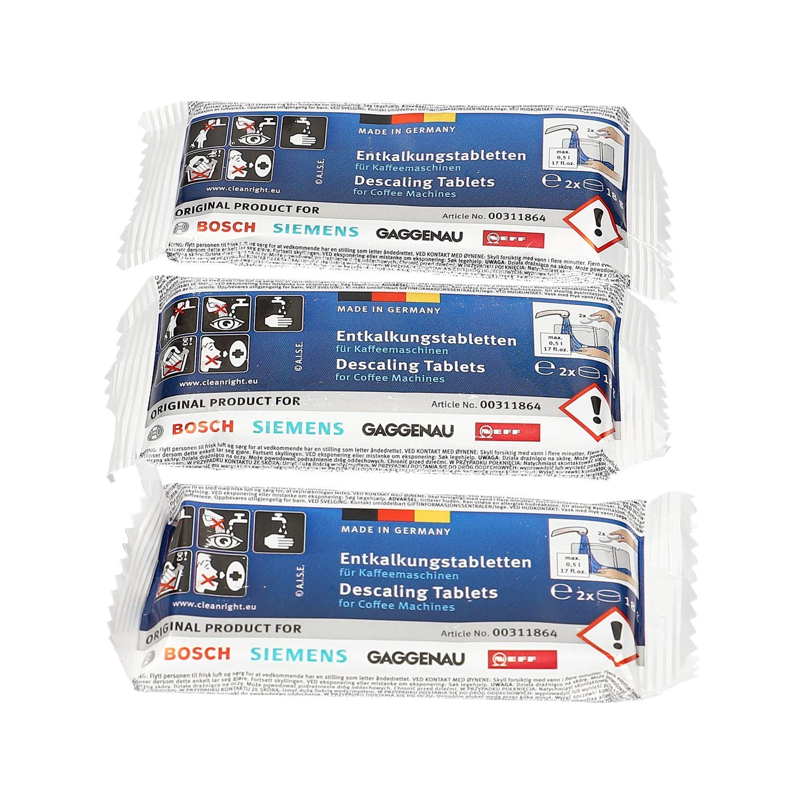 12 Descaling Tablets for Coffee Machines for Bosch, Neff, Gaggenau, No.: 310967