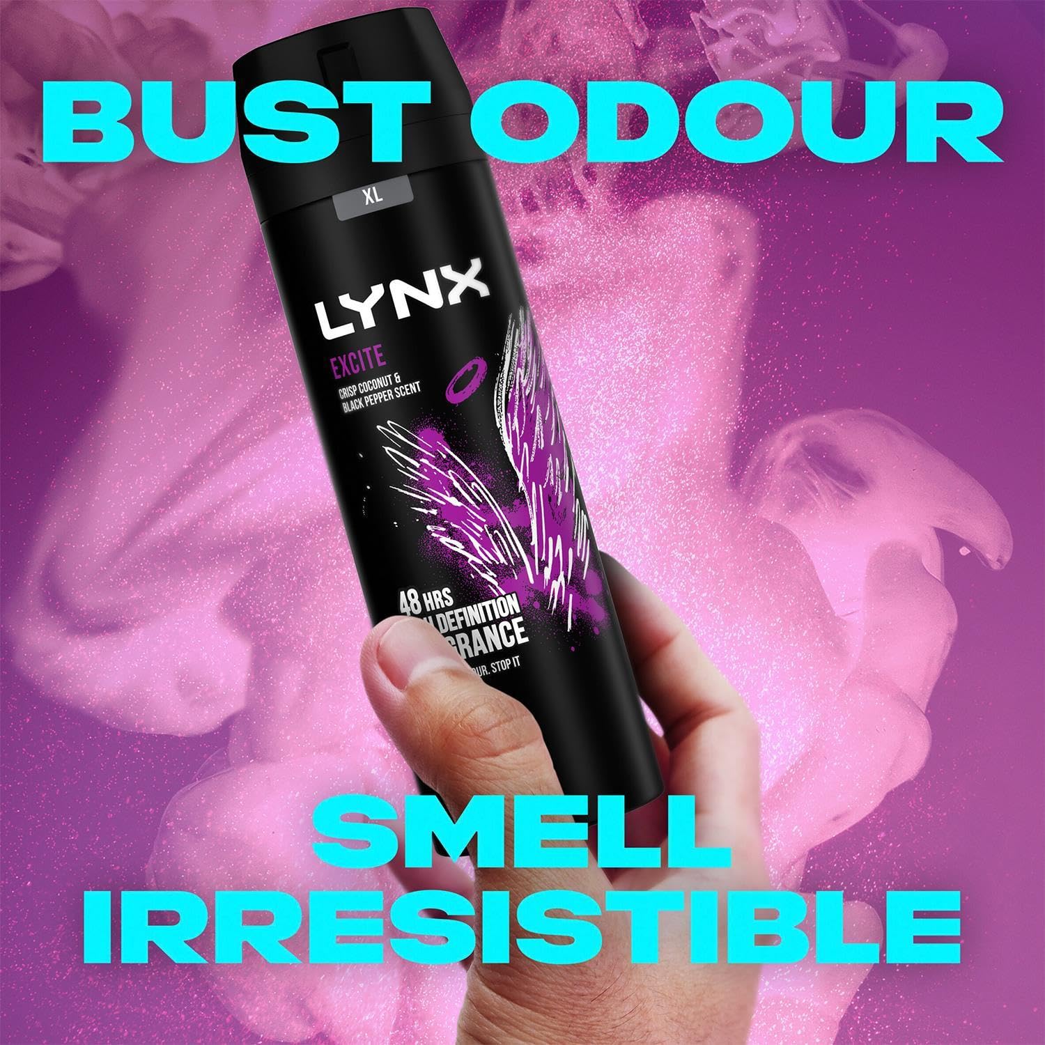 Lynx XL Body Spray 48-Hours High Definition Men's Fragrance Protect from Sweat and Odour with the Unique Scent Masculine Deodorant Spray for Men, 200ml (Excite, Buy 3)