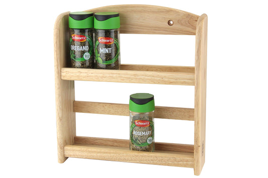 2-Tier Spice Rack, Wood, Natural, 24.5x27x7